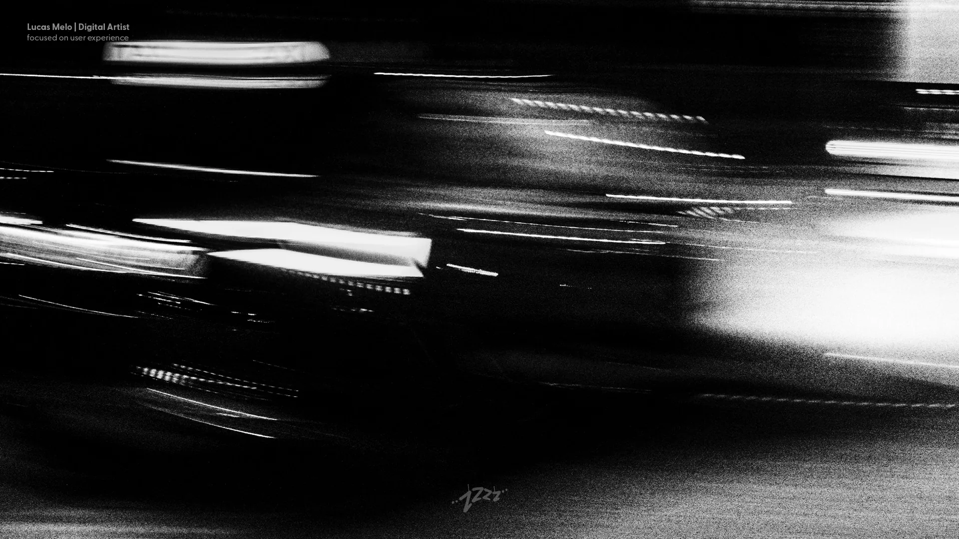Imagem de velocidade e luzes em preto e branco