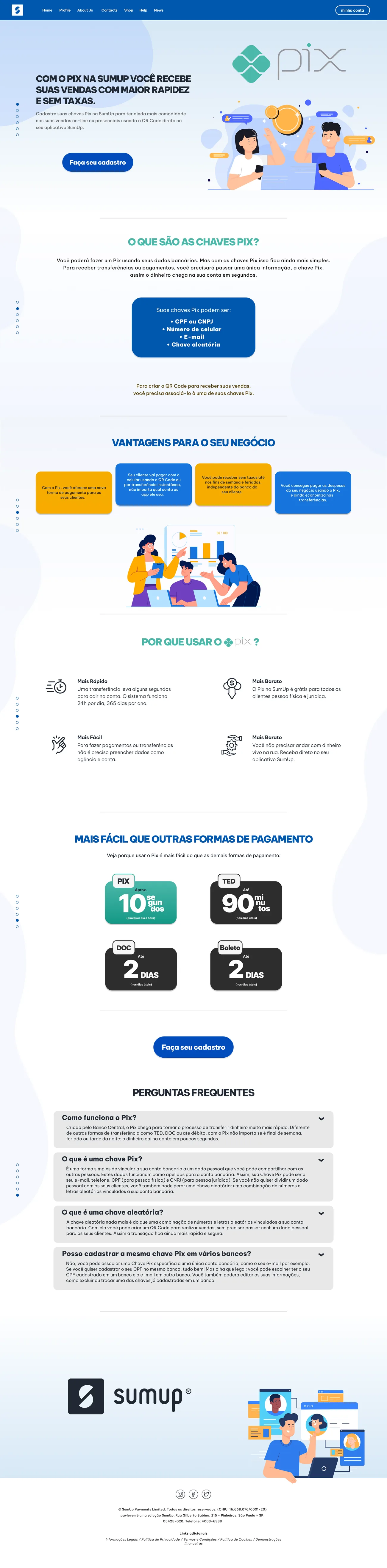 Captura longa da landing page SumUp Pix